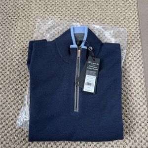 NWT Greyson 1/4 Zip Navy Cashmere Men’s Sweater Medium